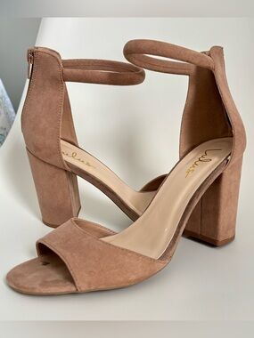 Lulu’s Sidecar Cutie Taupe Suede Ankle Strap Heels